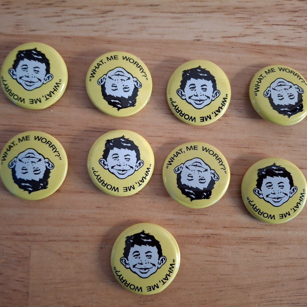 9x 1996 Alfred Neuman What Me Worry Promo Button Pins Mad Magazine